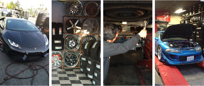 Car repair in progress at LA Tires